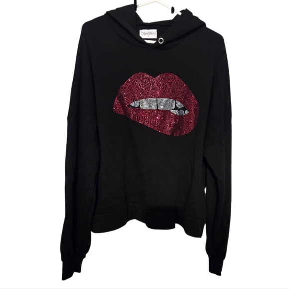 Lauren Moshi Delilah X Crystal Biting Lips hoodie - Picture 8 of 15